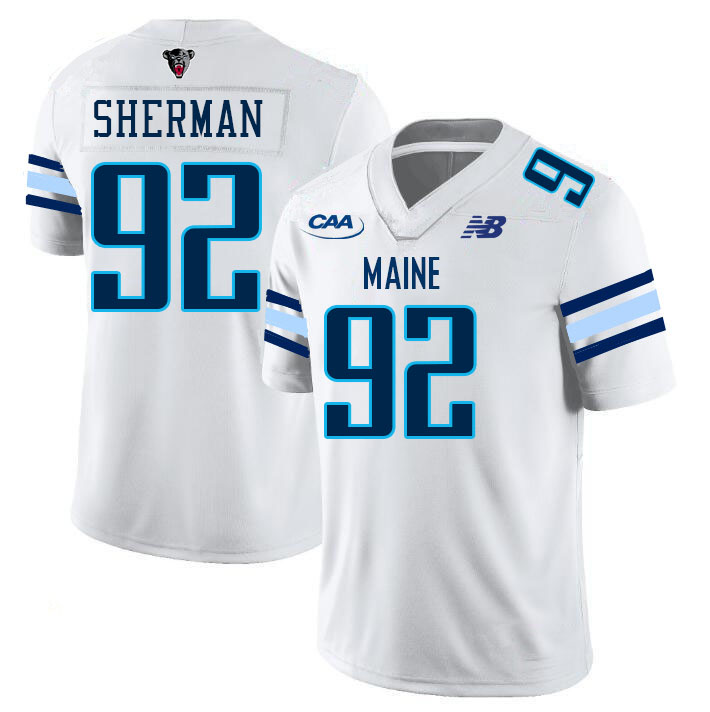 Maine Black Bears #92 Elias Sherman College Football Jerseys,Uniforms-White